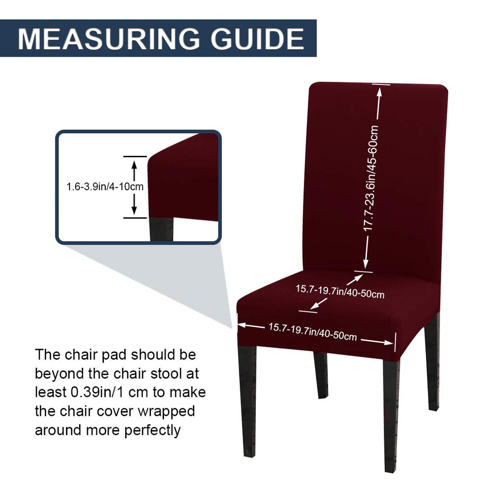 Jqinhome 6 Pcs Dining Chair Slipcover,High Stretch Removable Washable Chair Seat Protector Cover For Home Party Hotel Wedding Ceremony (Burgundy)