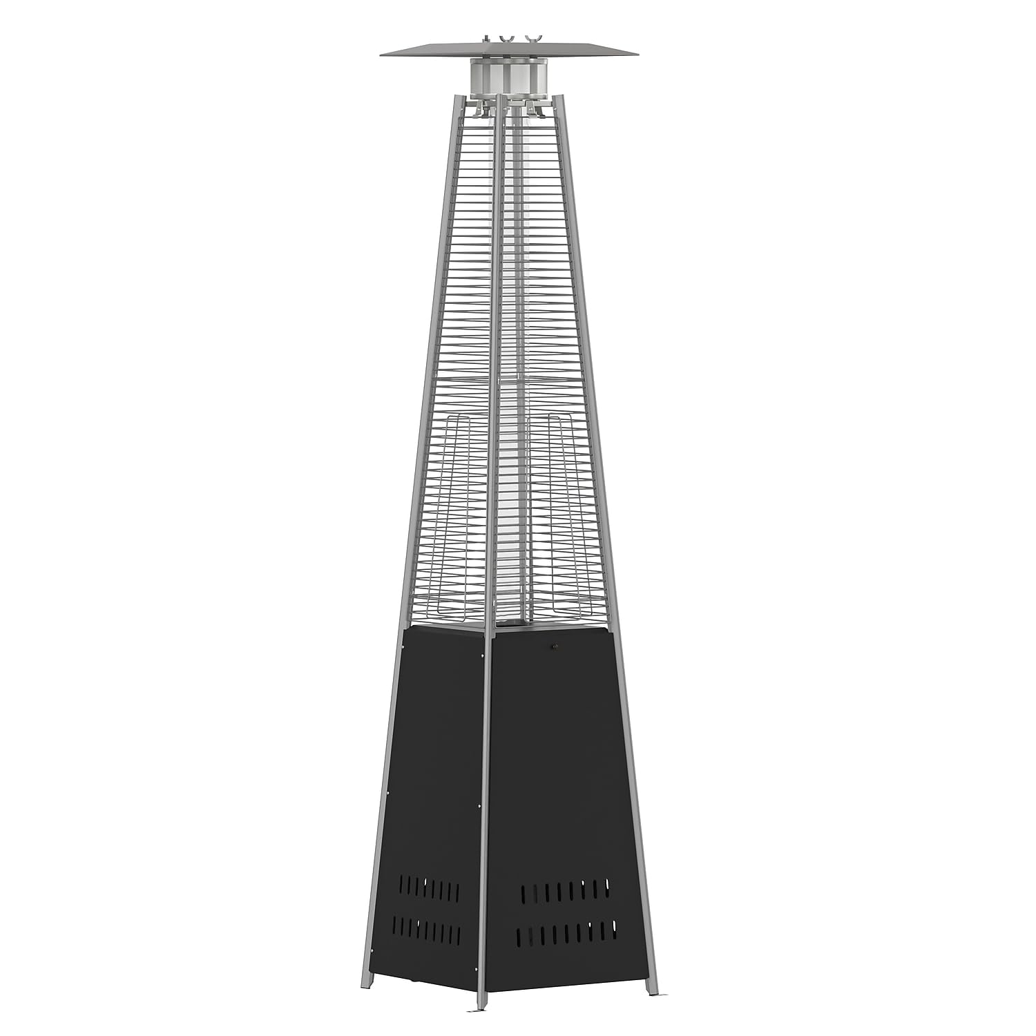 Flash Furniture Outdoor Patio Heater With Wheels - Black - 42,000 Btu - 7.5 Feet Tall - Stainless Steel - For Residential And Co