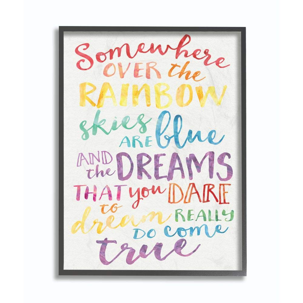 Stupell Industries Somewhere Over The Rainbow Watercolors Black Framed Wall Art, 11x14, Design by Artist Erica Billups
