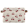 Storage Basket Cherry Bow Pattern Large Collapsible Bins with Handles Cube Laundry Organizer for Home Office Pantry