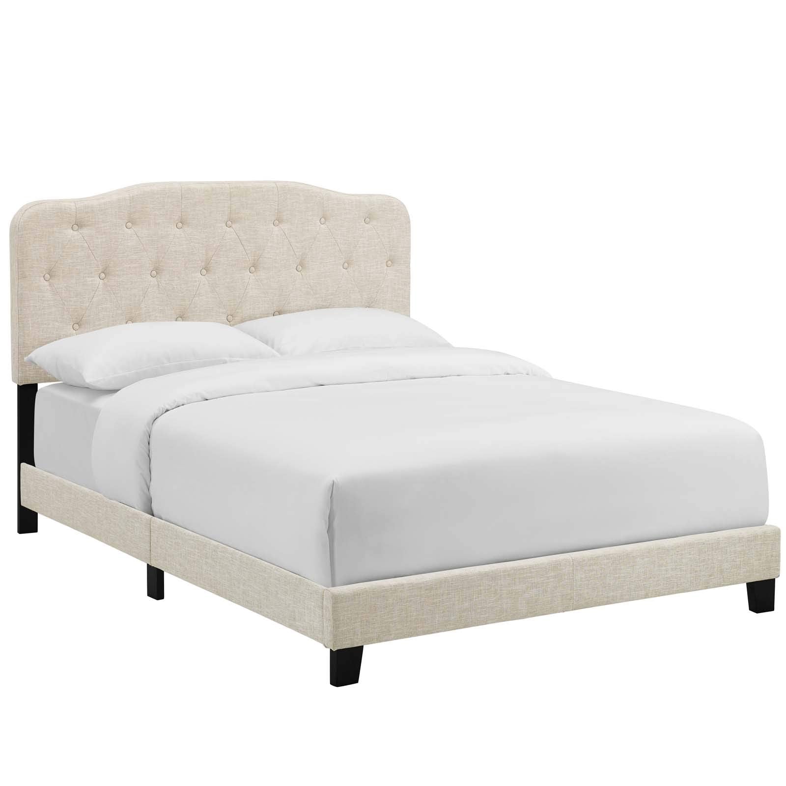 Modway Amelia Tufted Fabric Upholstered King Platform Bed In Beige