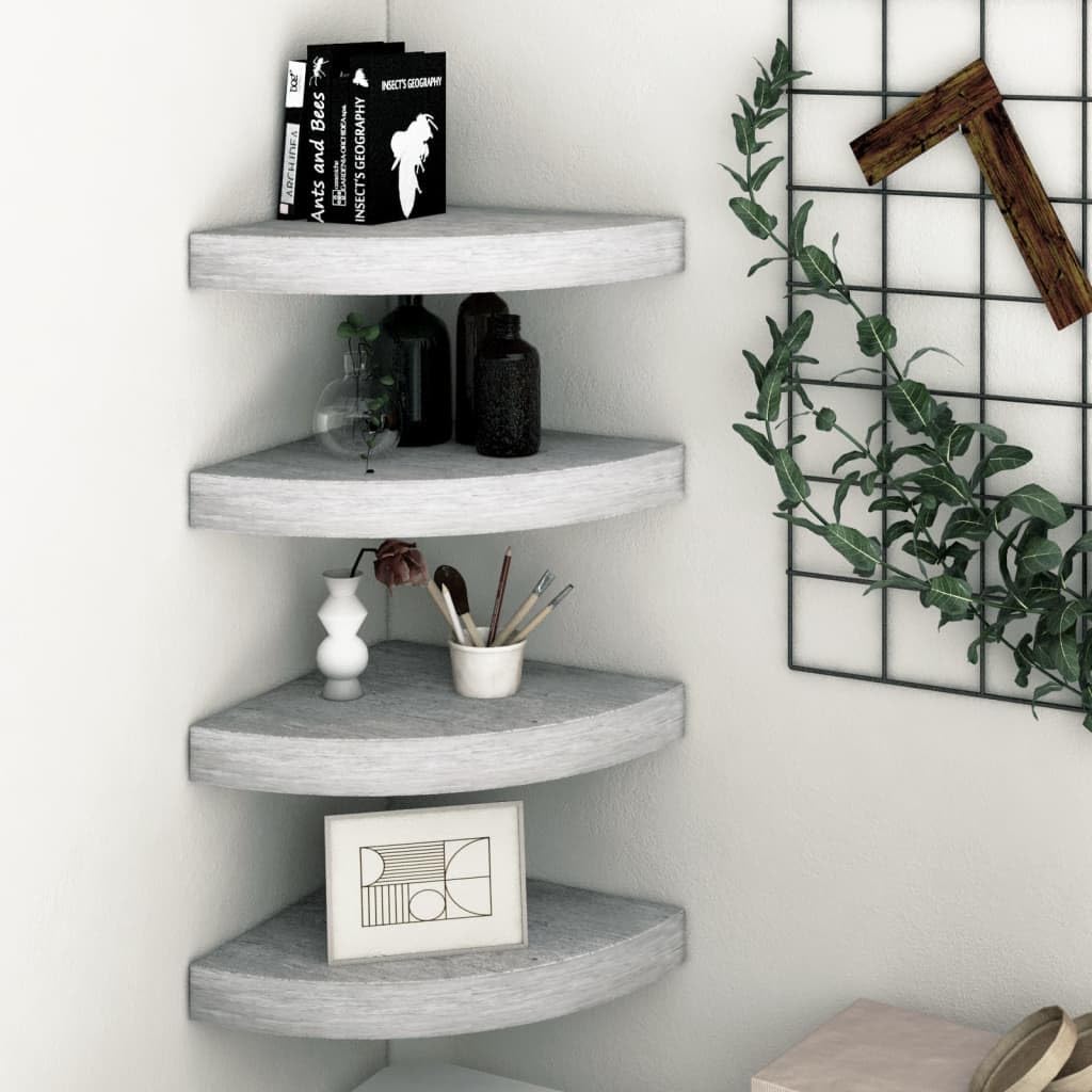 vidaXL Wall Corner Shelves 4 pcs Concrete Gray 13.7&quot;x13.7&quot;x1.4&quot; MDF
