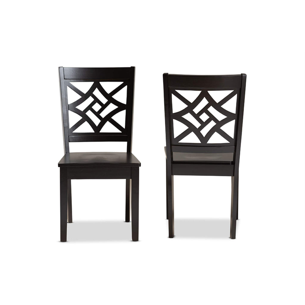 Baxton Studio Nicolette Modern and Contemporary Dark Brown Finished Wood 2-Piece Dining Chair Set