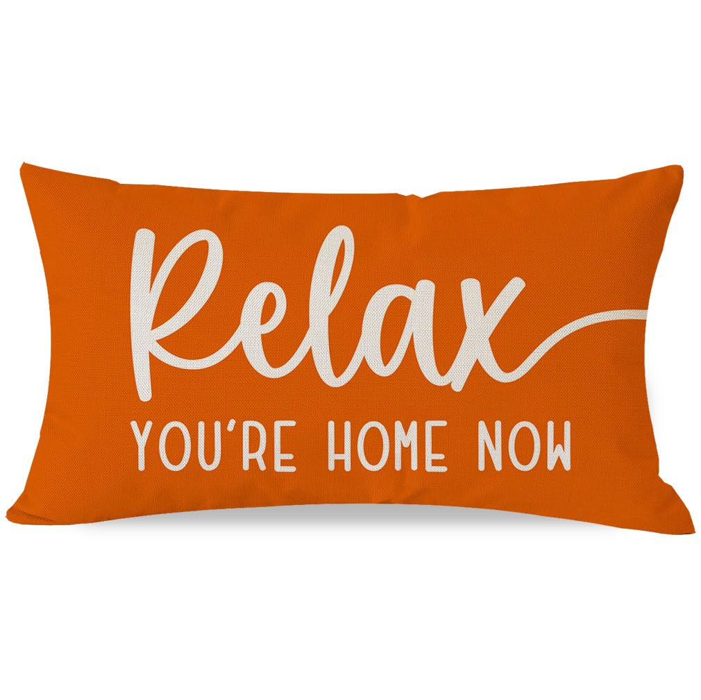 Pandicorn Decorative Throw Pillow Covers 12X20 Inch Relax Home Orange Outdoor Farmhouse Fall Lumbar Pillow Decorative Throw Pill