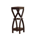 Benzara Square Top Wooden Plant Stand with Curved Legs and Shelves, Large, Dark Brown