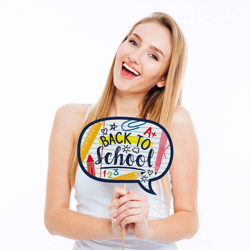 Big Dot Of Happiness Back To School - First Day Of School Classroom Decorations And Photo Booth Props Kit - 20 Count