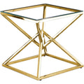 Best Master Furniture 22&Quot; Modern Tempered Glass Top End Table In Gold/Clear