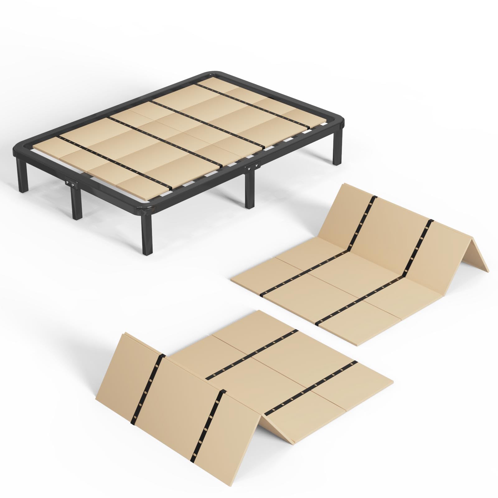 Imperius Foldable Box Spring, Bunkie Board, Bed Support Slats, Bed Boards for Under,King 76X80