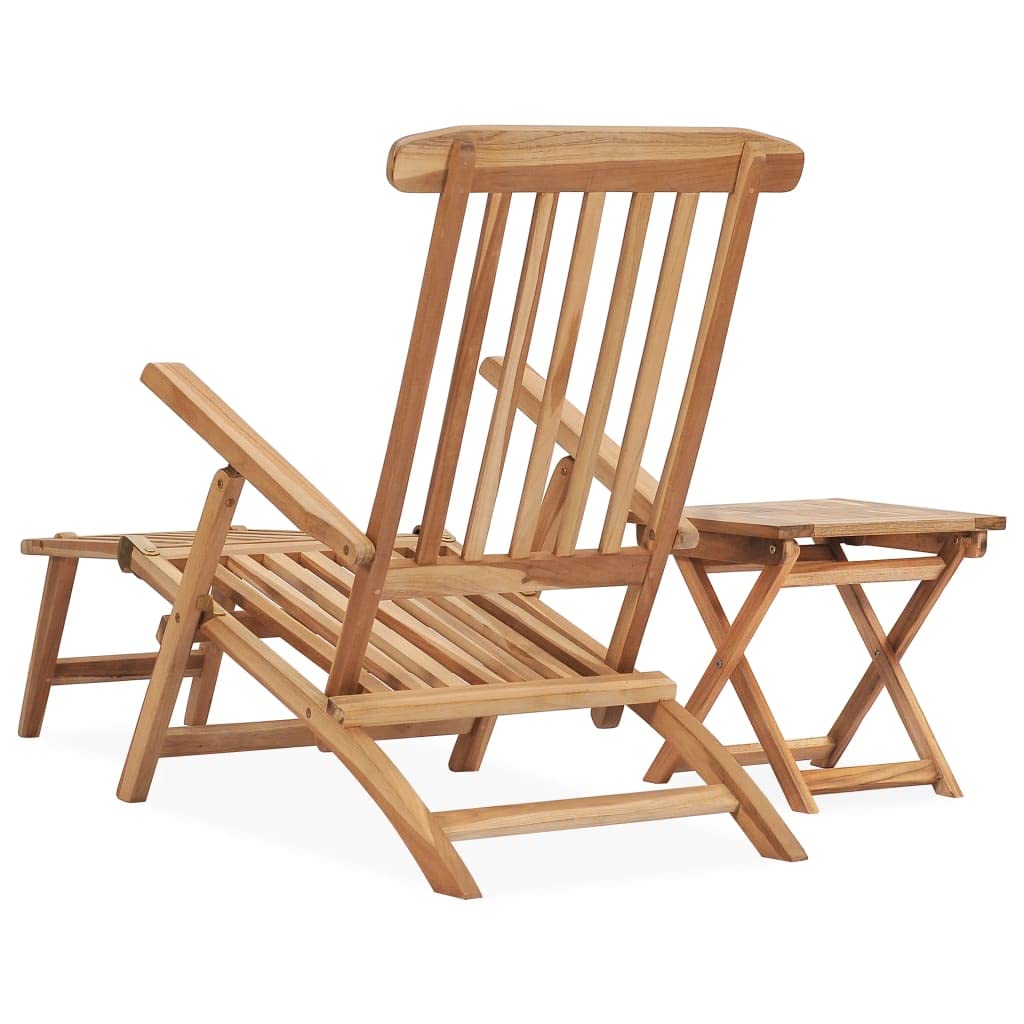 vidaXL Solid Teak Wood Patio Deck Chair - Thumbnail 3