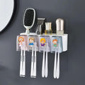 SHREESHANN Wall Mounted Toothbrush Holder with 3 & 4 Cups Magnetic Inverted Mouthwash Cups, Dustproof & Waterproof Bathroom Orga