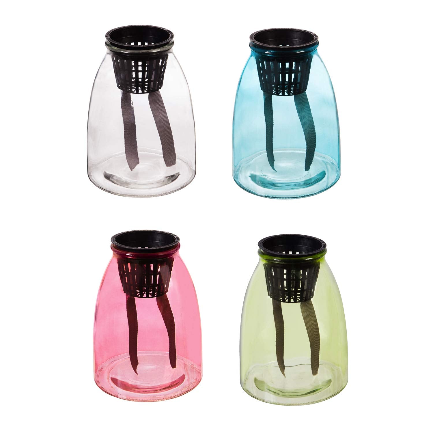 Evergreen Glass Vase Self-Wicking Planter, 4 Asst, 3.75 X 3.75 X 6.75, Home And Garden Accents