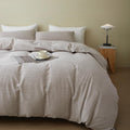 Bfs Home Stonewashed Cotton/Linen Duvet Cover Queen, 3-Piece Comforter Cover Set, Breathable And Skin-Friendly Bedding Set (Khak