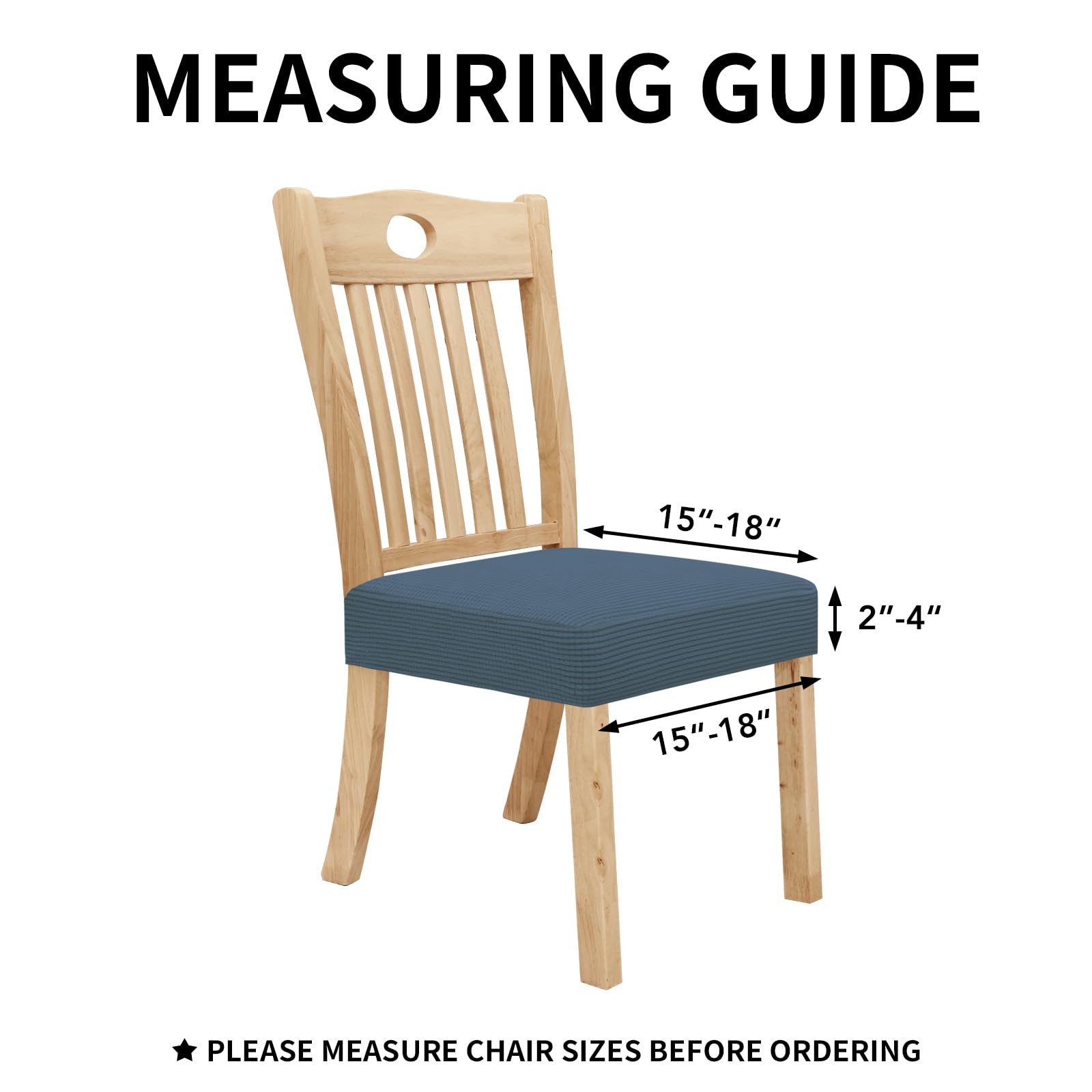 Easy-Going 100% Waterproof Seat Covers For Dining Room Chairs, Stretch Jacquard Chair Seat Slipcovers Removable And Washable Kitchen Dining Chair Covers (Set Of 8, Bluestone)