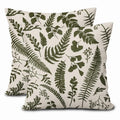 Olive Green Leaf Plant Pillow Covers 18X18 Inch Set Of 2 Tropical Fern Herbs Botanical Leaves Floral Decorative Pillow Cases Vin