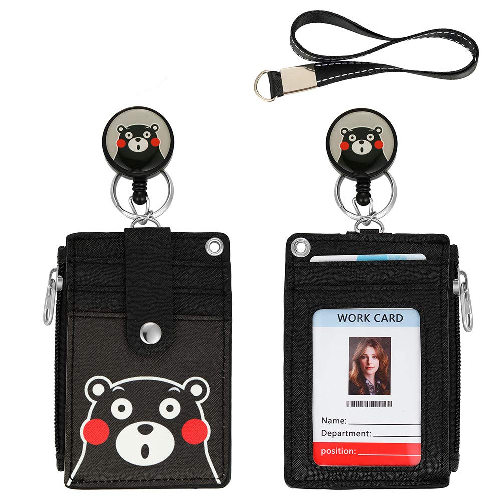 Woosifun Cute Badge Holder Retractable Lanyard Reel Clip With Heavy Duty Carabiner, 1 Clear Id Window, And 4 Card Slots In 2 Sid