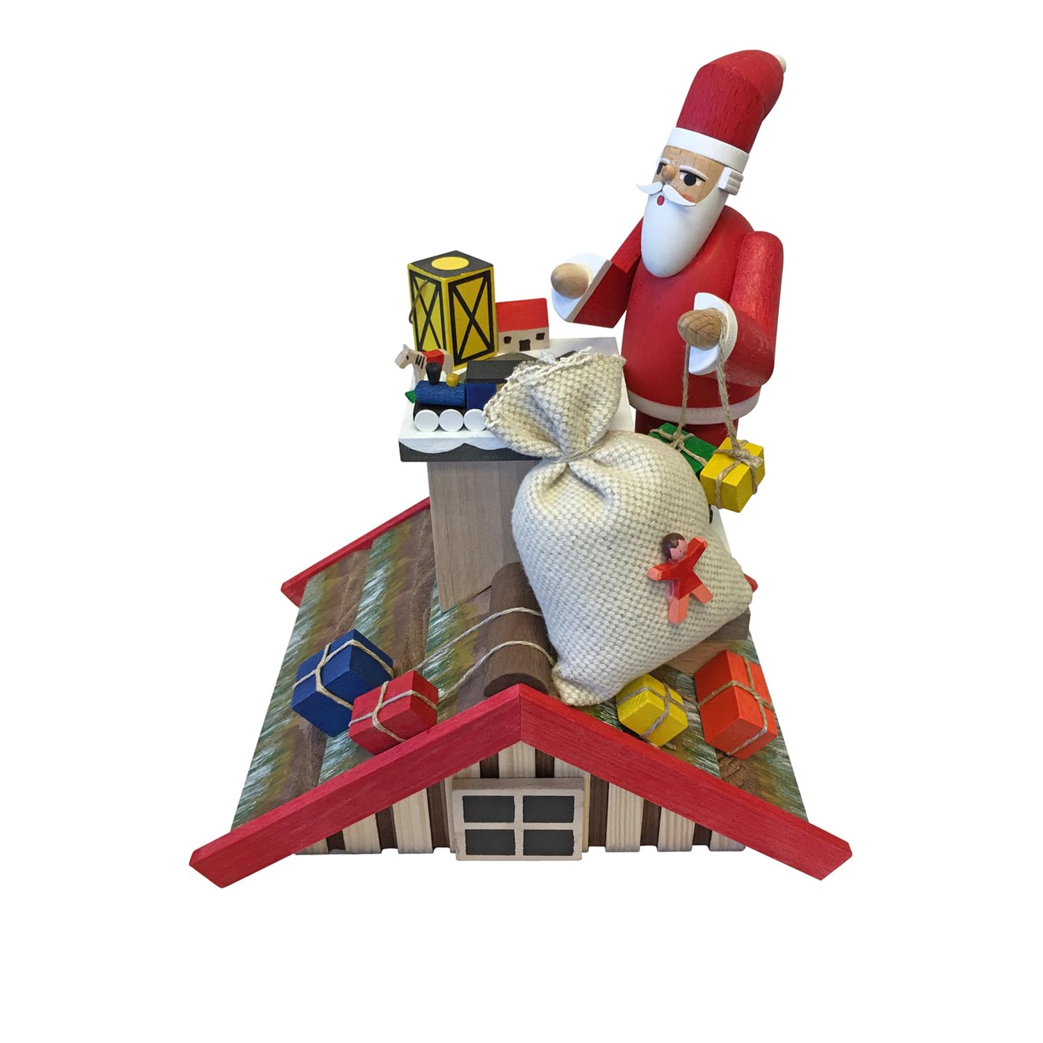 Alexander Taron Importer 2601 Richard Glaesser Incense Burner - Santa On Roof - Presents - 8" H X 7" W X 4.75" D, Gray