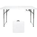 Go-Trio Folding Tables 4 Foot Small, Foldable Table Adjustable Height Desk, Card Table Indoor Outdoor, Portable Plastic Picnic P