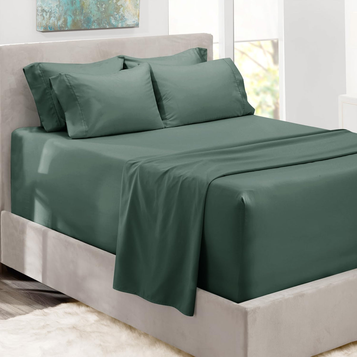 Hearth & Harbor Extra Deep Pocket Split King Size Sheets Sets - Fits Mattress 18-24 Inches Deep - Extra Deep Pocket Sheets - 6 P