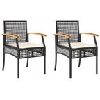 vidaXL Garden chairs 2 pcs with cushions poly rattan and acacia wood black