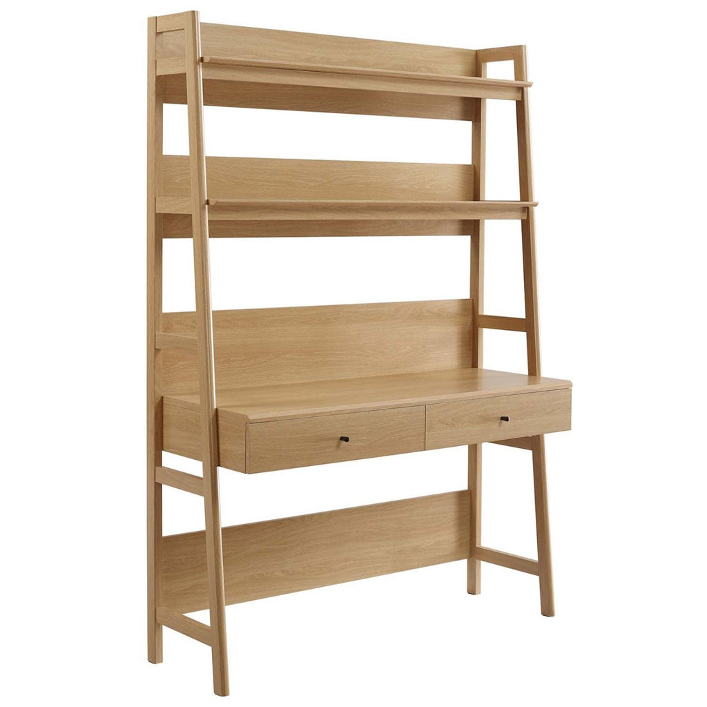 Modway Bixby Home Office Desk With Bookshelf In Oak 18.5 X 49 X 71