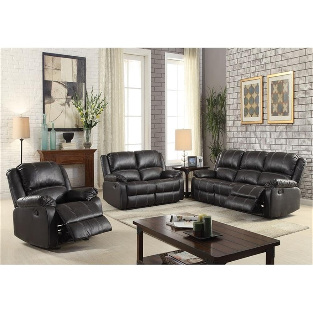 Acme Zuriel Faux Leather Rocker Recliner in Black