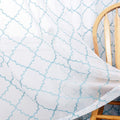 Sheer Curtains Blue 45 Inches Embroidered Moroccan Design, Rod Pocket Voile Drapes For Living Room, Bedroom, Window Treatments S