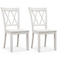 Giantex Wood Dining Chairs Set Of 2 White, Armless Kitchen Chairs W/Rubber Wood Frame, Cross Back, Contoured Seat, Farmhouse Woo