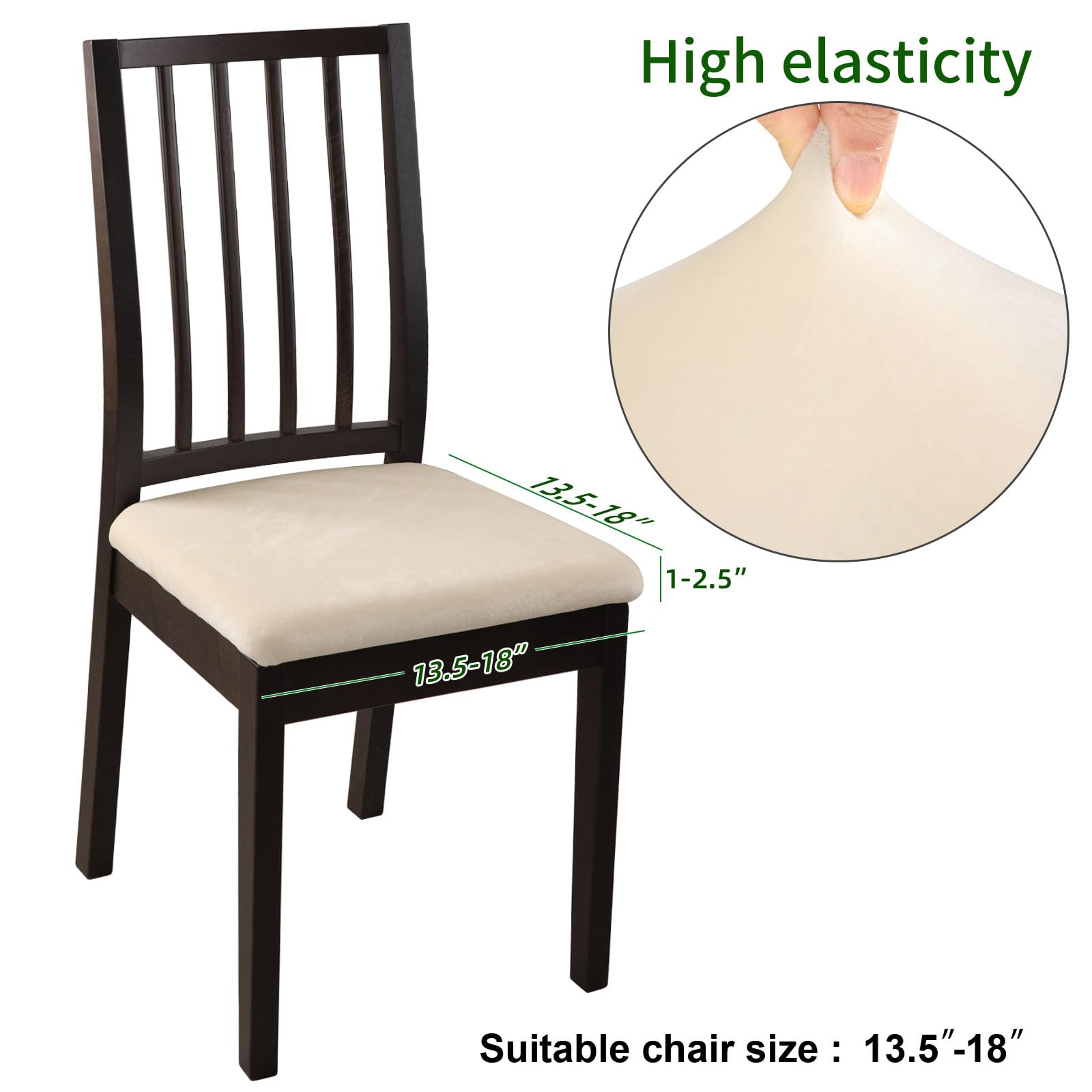 Fuloon Stretch Dining Chair Covers, Velvet Chair Seat Covers Washable Seat Cushion Slipcover Chair Cover Dining Room For Hotel, Ceremony, Banquet Wedding Party (Velvet Beige, 4)