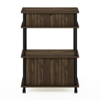 Furinno Turn-N-Tube Kitchen Storage Cart with Cabinet and Lockable Wheels, Columbia Walnut/Black
