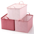 Wonderjune 3 Pcs Storage Basket Foldable Gift Baskets Rectangle Xmas Storage Bin Organizer Box with Handle for Family Cloth Toy 