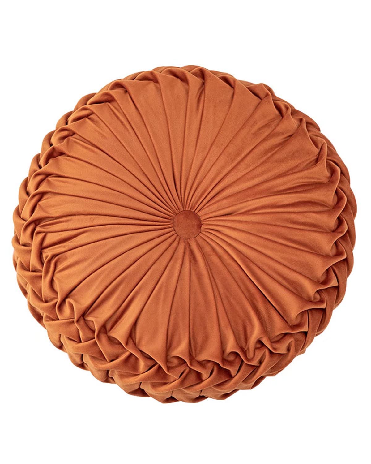 Hlovme Round Velvet Pillow For Couch Small Handmade Decorative Throw Pillow For Bed Bedroom 13.7?Dark Orange
