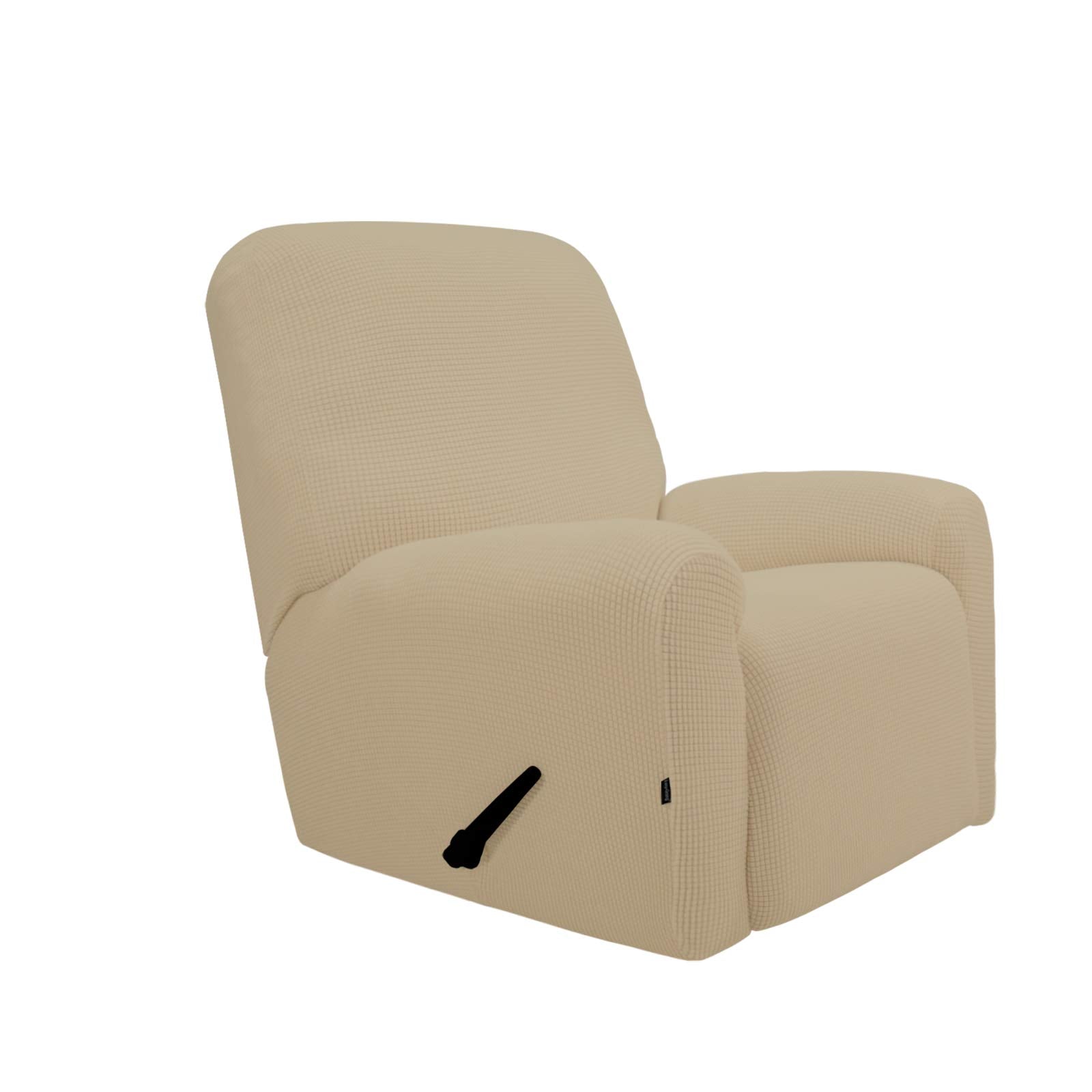 Purefit Stretch Recliner Sofa Slipcover With Pocket – Spandex Jacquard Non Slip Soft Couch Sofa Cover, Washable Furniture Protector With Elastic Bottom For Kids (Recliner, Sand)