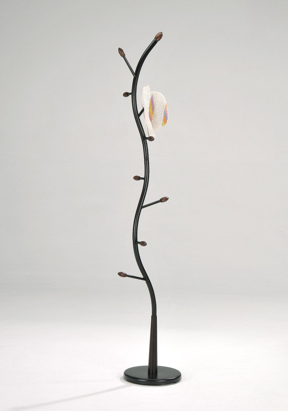 1 X Black Metal Walnut Wood Hall Tree coat Hat Rack