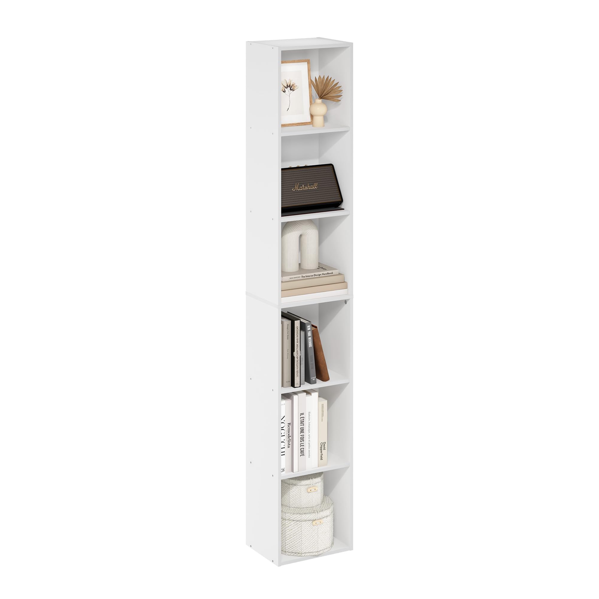 Furinno Luder 6-Tier Open Shelf Bookcase, White