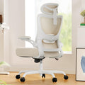 Marsail Ergonomic Office Chair: Office Computer Desk Chair With High Back Mesh And Adjustable Lumbar Support Rolling Work Swivel Task Chairs With Wheel 3D Armrests And Headrest (White)