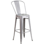 Flash Furniture Nichols Commercial Grade 24" Round Silver Metal Indoor-Outdoor Bar Table Set With 2 Cafe Stools