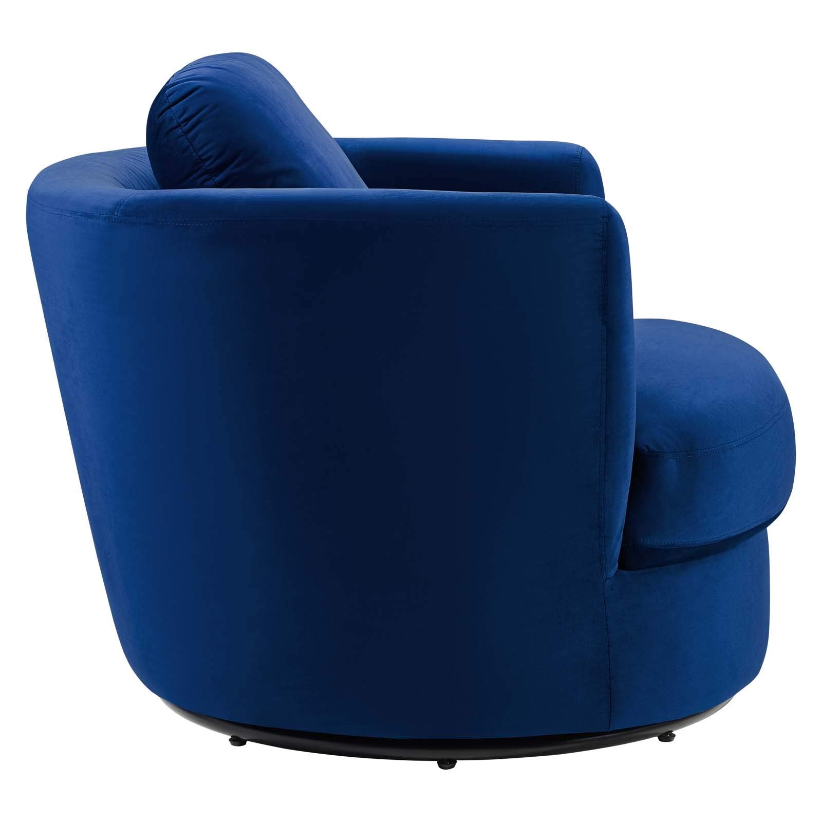 Modway Pirouette Channel Tufted Performance Velvet Swivel Chair In Navy