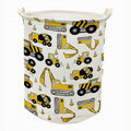 Runtoo 19.7'' Large Sized Laundry Hamper Waterproof Foldable Canvas Construction Transports Theme Bucket Clothing Laundry Basket