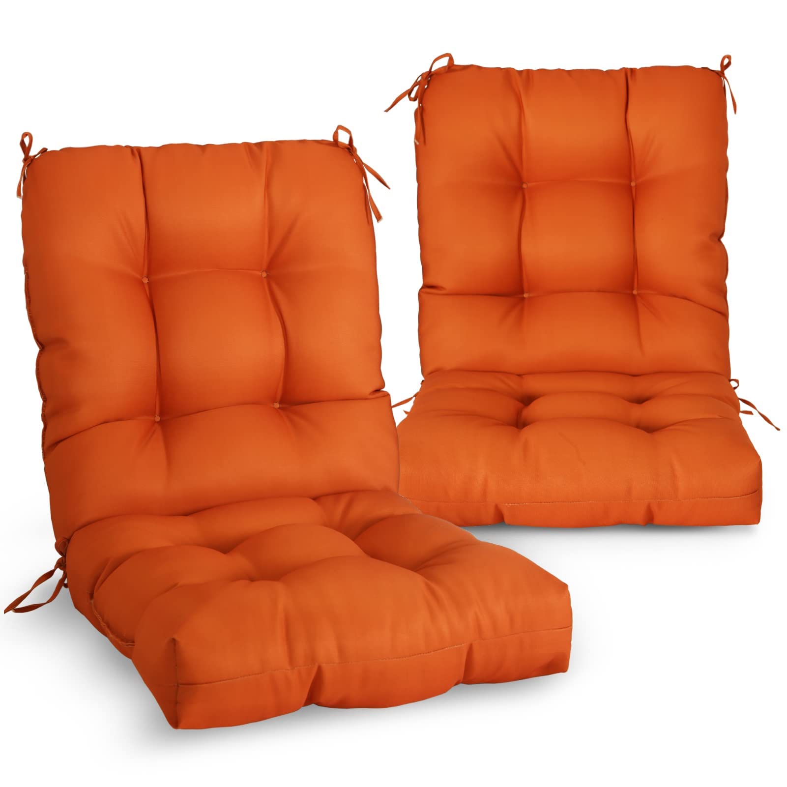 Eagle Peak Tufted Outdoor/Indoor Seat/Back Chair Cushions, Set Of 2, 42' X 21', Burnt Orange