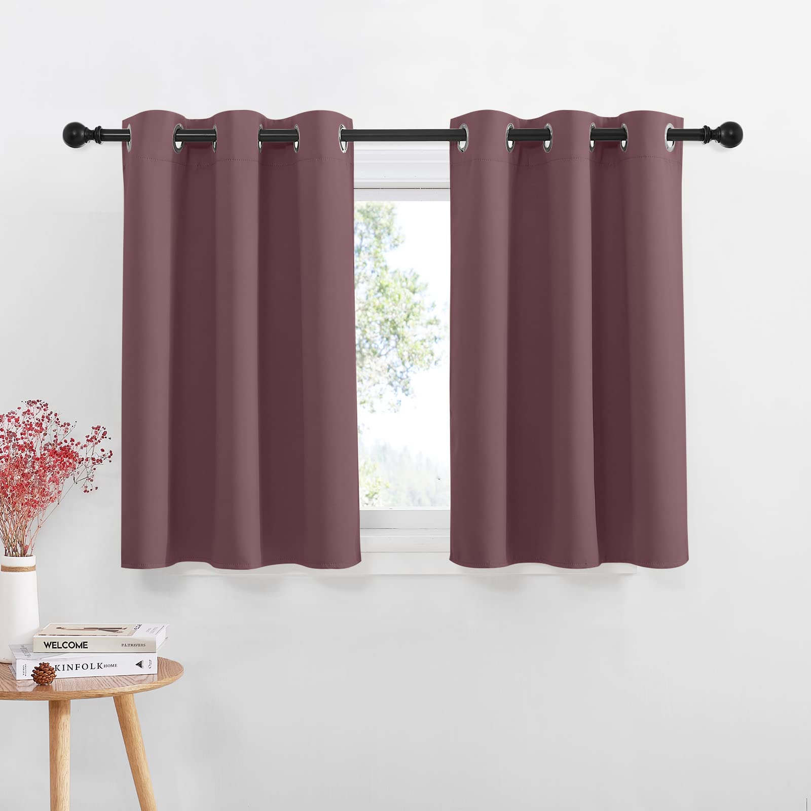 NICETOWN Window Tiers for Kitchen, Short Curtain Panels for Living Room Decor Thermal Insulated Blackout Small Window Drapes for