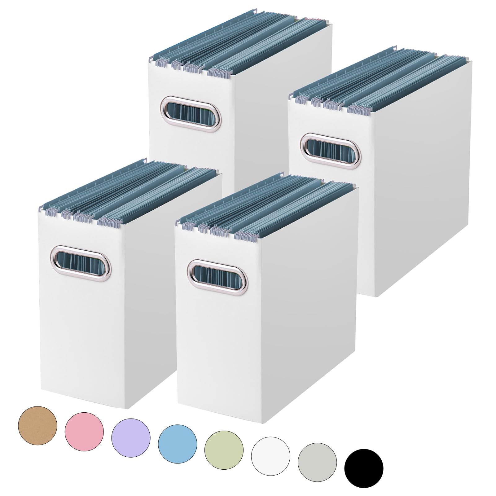 Oterri File Organizer, 4 Packs Small Storage Box, Cardboard File Folder Organizer, Collapsible File Box, Hanging File Organizer