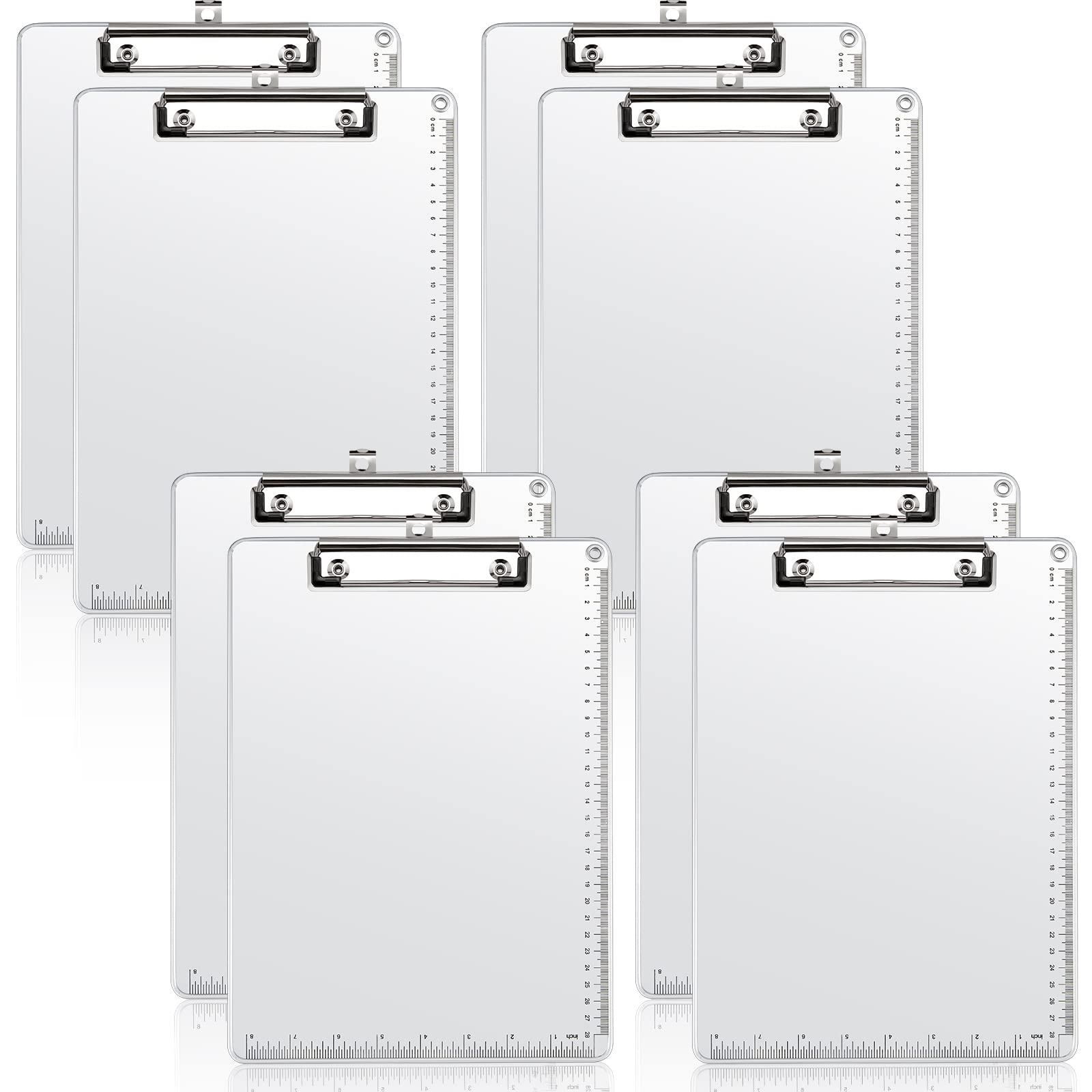 8 Pieces Metal Clipboard, Aluminum Document Holder With Scale Heavy Duty Aluminum Clipboard A4 Letter Size Landscape Clipboard V