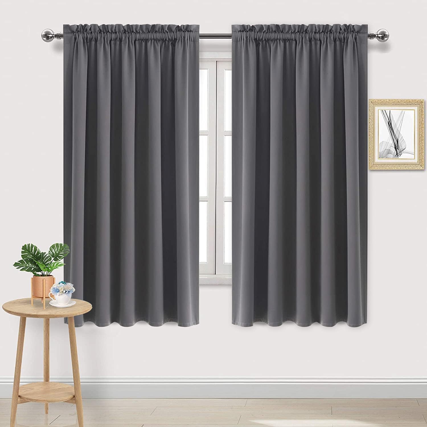 Dwcn Blackout Curtains For Living Room Thermal Insulated, Energy Saving & Noise Reducing Bedroom Curtains, Dark Grey, W 70X L 63