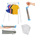 Portable Travel Garment Rack, Compact Stainless Steel Foldable Mini Drying Clothes Rack for Travel, Camping, Hotel Room, Laundry