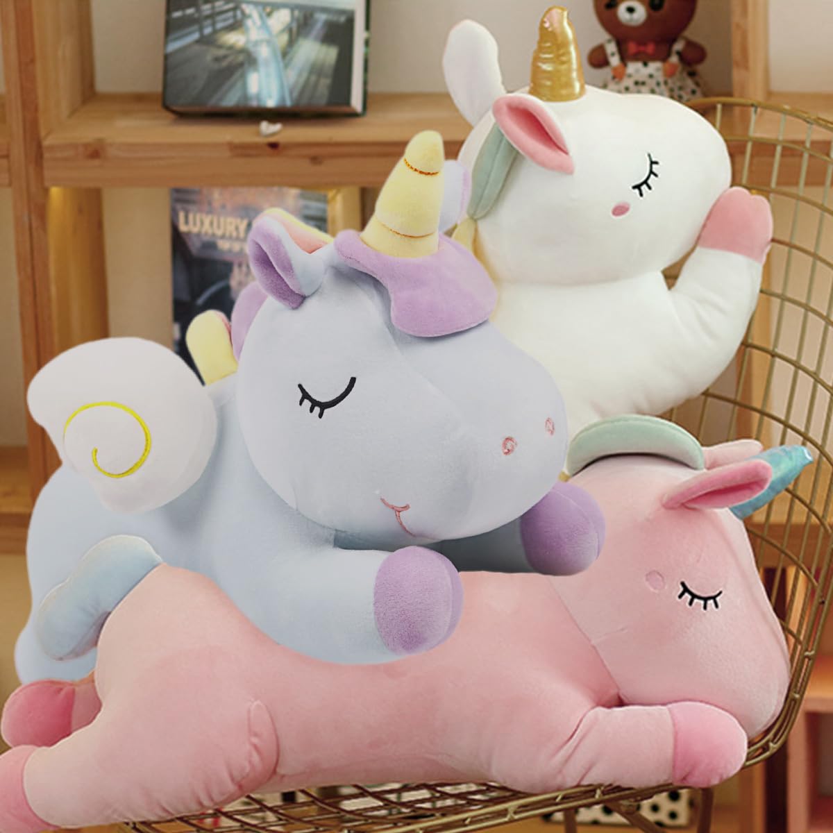 Arelux 24In Cute Pink Giant Stuffed Unicorn Plush:Soft Animal Hugging Pillow Unicorn Stuffed Animal, Big Body Plushie,Large Unic