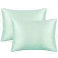 Flxxie 2 Pack Zipped Satin King Pillowcases For Hair And Skin, Silky And Super Soft (20inchX36inch) Zippered Satin Pillow Cases, Cyan,