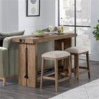 Intercon Landmark Backless Stool with 4 Legs, Weathered Oak, Set of 2