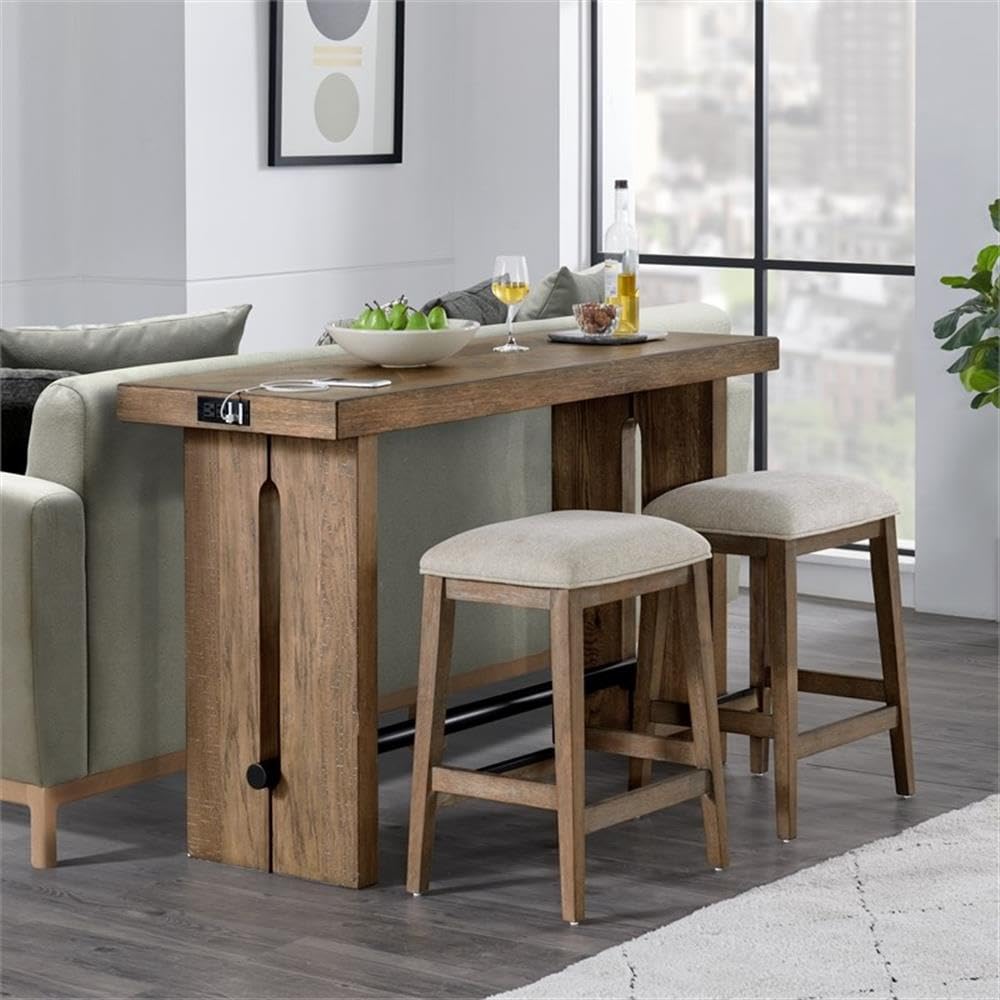 Intercon Landmark Backless Stool with 4 Legs, Weathered Oak, Set of 2