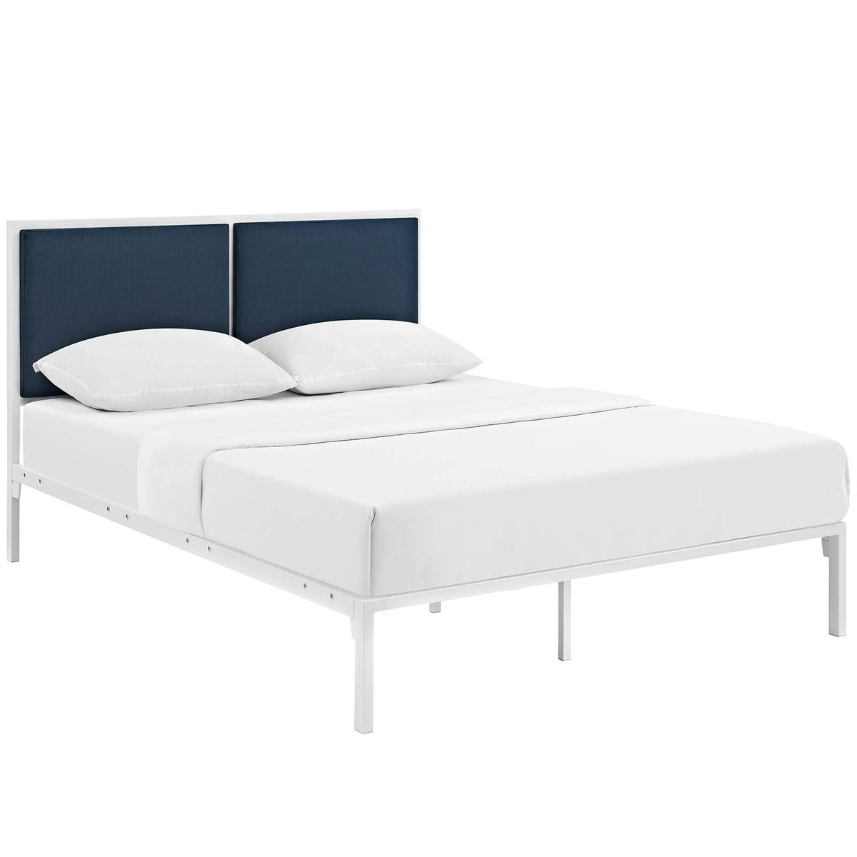 Modway Della Fabric Bed, King, White Azure