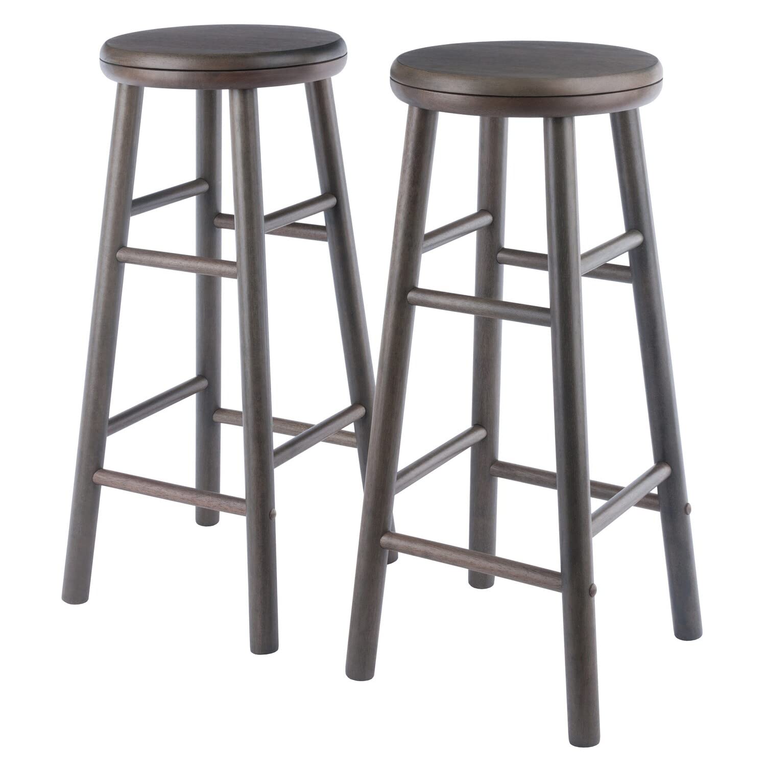Winsome Shelby 2-Piece Swivel Bar Stools, 30 in, Oyster Gray, Solid Wood